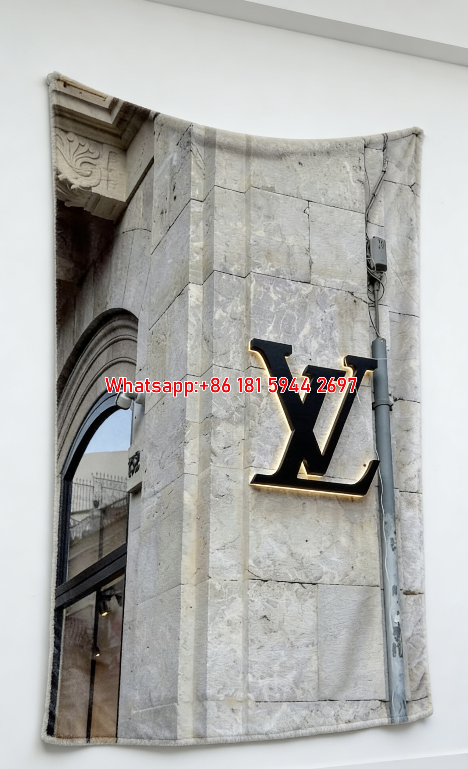LV Stone Facade Blanket Backlit LV Store Throw 148